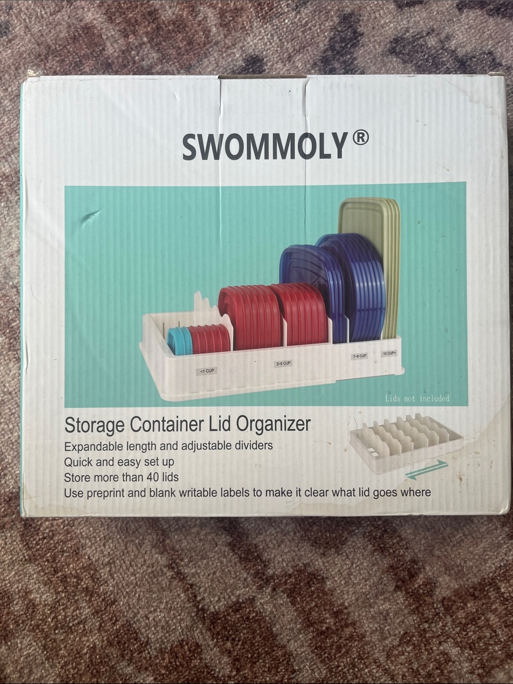 White Expandable Storage Container Lid Organizer